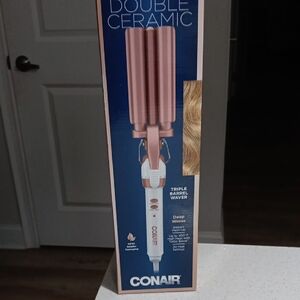 NEW Conair Double Ceramic Triple Barrel Waver - Rose Gold